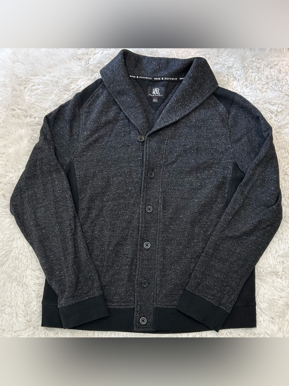 Rock & Republic Shawl Cardigan Sweater Men’s Size XL Gray Dad Grandpa Button Up